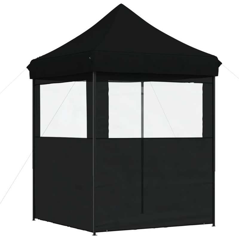 Foldable Pop-Up Party Tent with 2 Side Walls & Doors - Heavy-Duty Sturdy Frame, Easy Setup Instant Canopy for Events, Weddings, Camping, Backyard - Portable Shelter with Hook & Loop Closure, Lightweight & Durable Design (Blac