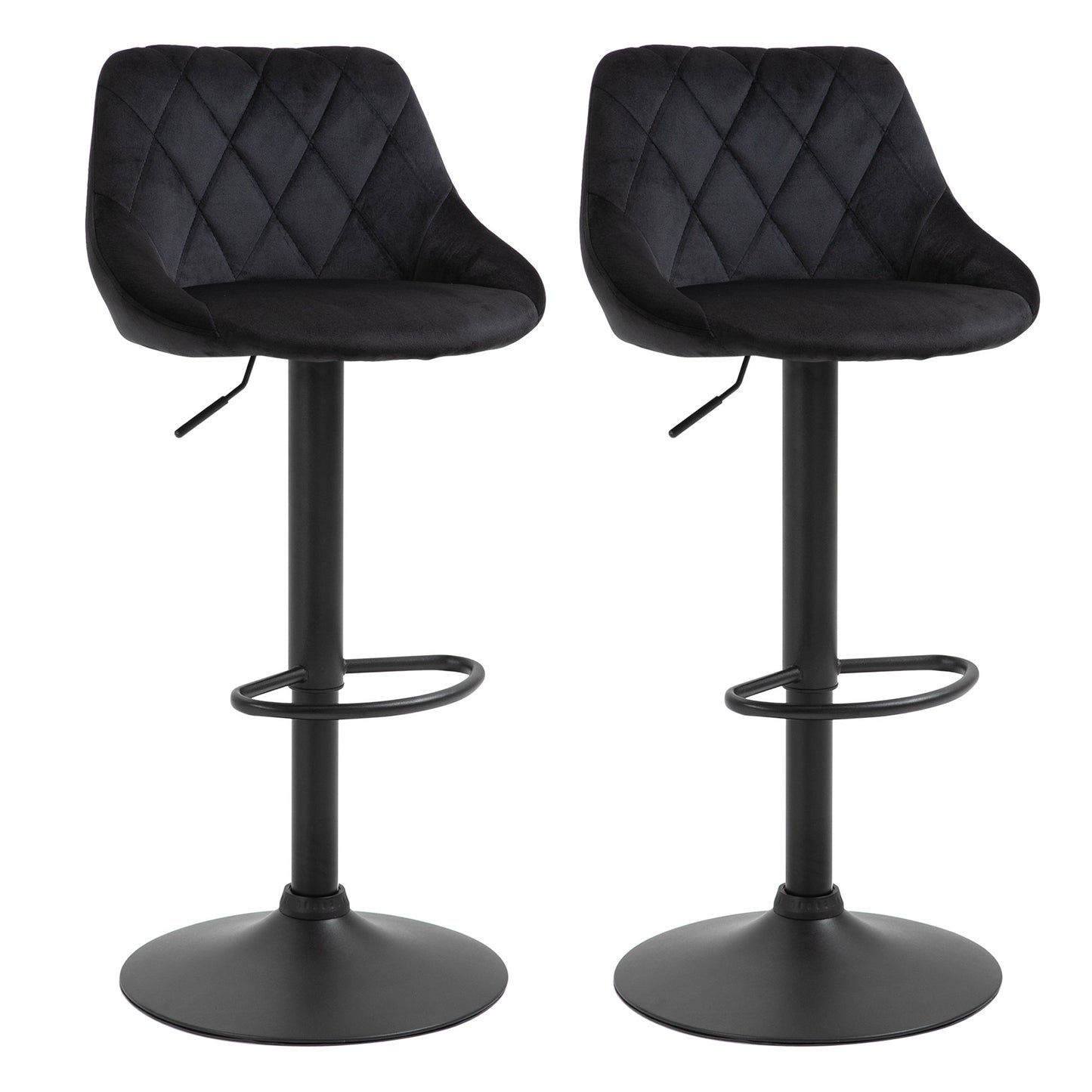 Barstoel – Barkruk – Keukenstoel – Barstoel Met Rugleuning – Barkruk Set Van 2 – Verstelbaar – 360° Draaibaar – Velvet Bekleding – Met Voetsteun – Met Stalen Frame