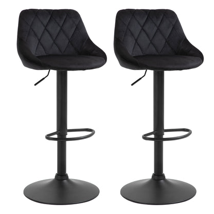 Barstoel – Barkruk – Keukenstoel – Barstoel Met Rugleuning – Barkruk Set Van 2 – Verstelbaar – 360° Draaibaar – Velvet Bekleding – Met Voetsteun – Met Stalen Frame