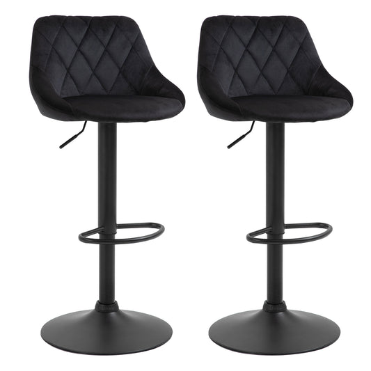 Barstoel – Barkruk – Keukenstoel – Barstoel Met Rugleuning – Barkruk Set Van 2 – Verstelbaar – 360° Draaibaar – Velvet Bekleding – Met Voetsteun – Met Stalen Frame