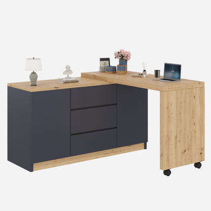 Bureau – Inklapbaar Bureau – Mobiel Bureau – Werkplek – Kantoortafel – Ruimtebesparend Ontwerp – 4 cm Dikte Tafelblad – Zwenkwieltjes Met Vergrendeling