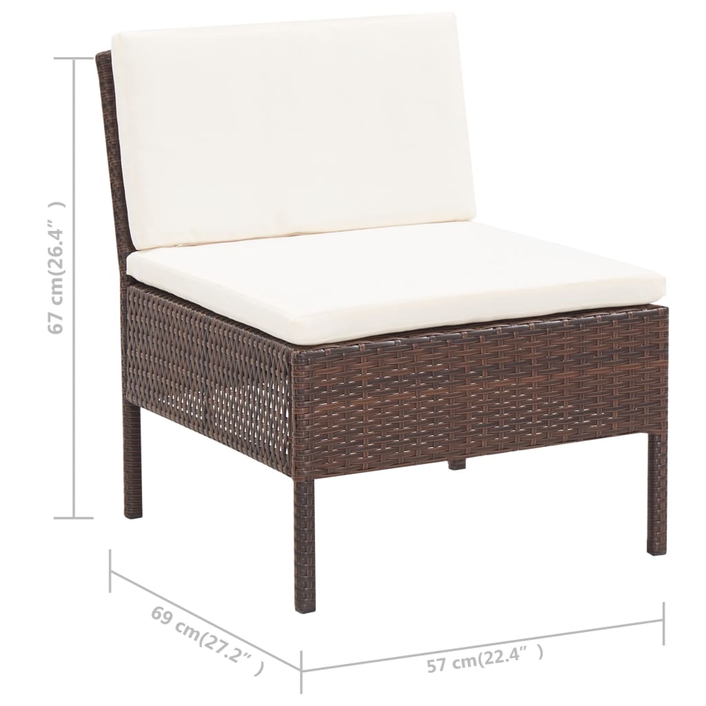 Loungeset – Loungesofa – Tuinset – Loungemeubel – Tuinmeubel – 3-delig – Weerbestendig PE Rattan – Comfortabele Afneembare Kussens – Modulair Ontwerp – Warm Bruin