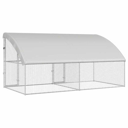 Kippenren – Kippenhok – Buitenren – Pluimveestal – Dierenverblijf – Gegalvaniseerd Staal – Weerbestendig – 400x200x198,5 cm