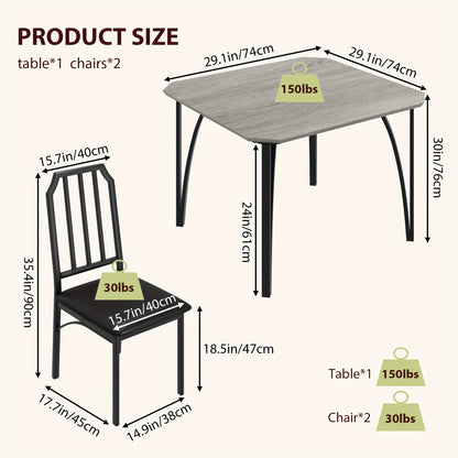 Eettafel – Keukentafel – Tafeltje – Klaptafel – Tafelset – Compact Design – PU Geplooide Stoelen Voor 2 Personen