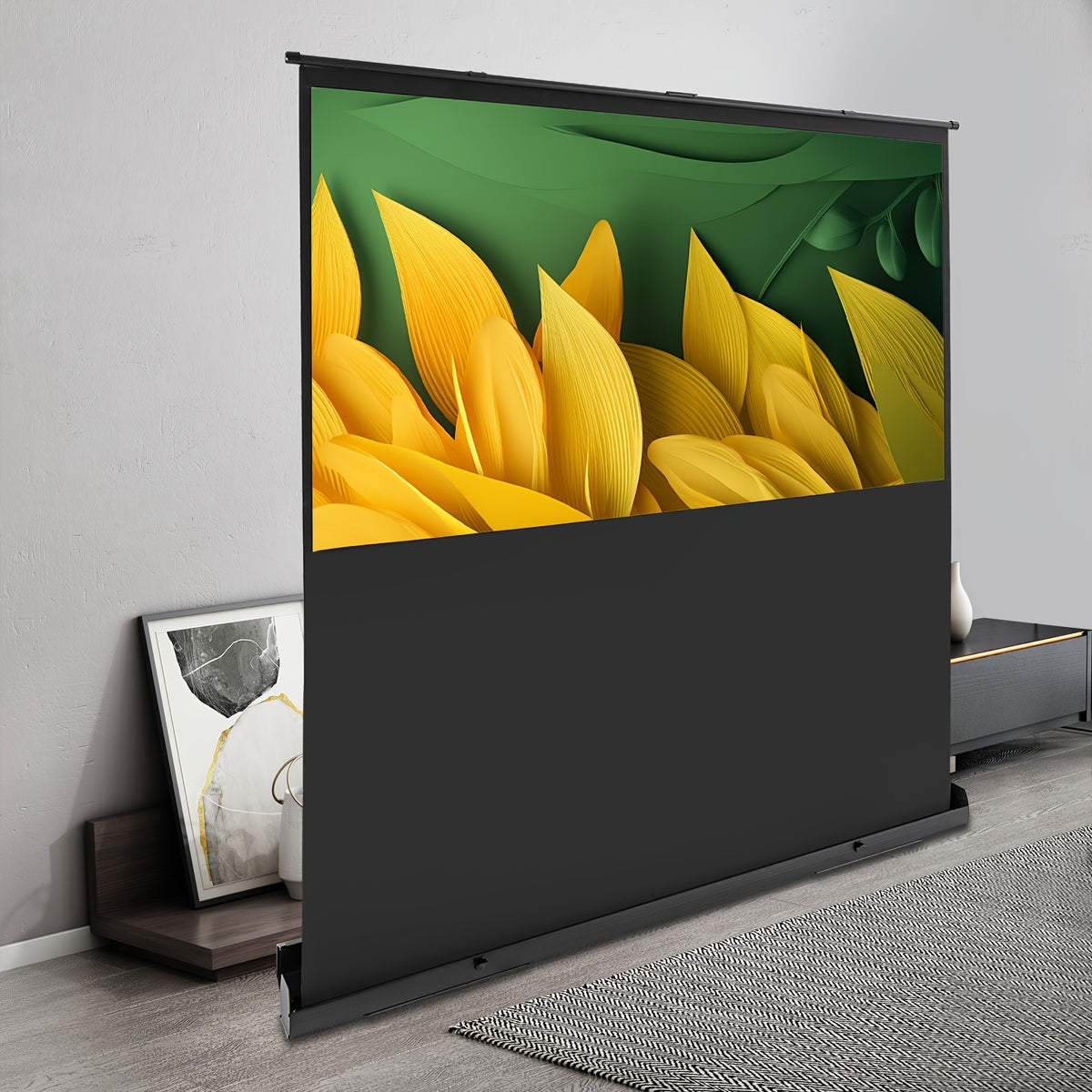 80-Inch Projectiescherm – Draagbaar Scherm – Opvouwbaar Projectie Doek – Presentatiescherm – Buiten Scherm – Fiberglass Oppervlak – Stevig Metalen Frame Met Vloerstandaard
