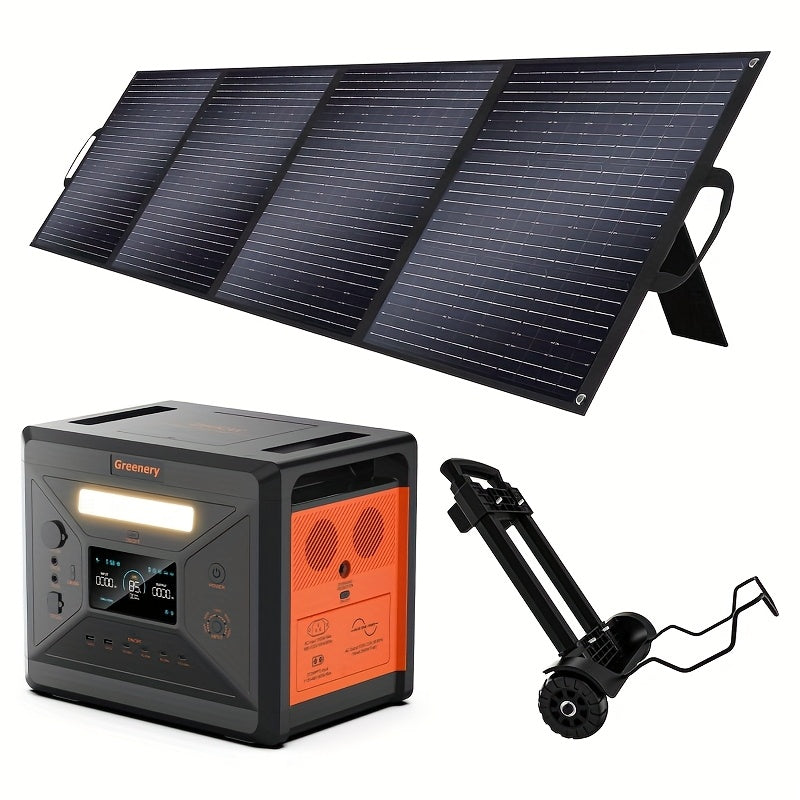 Zonne-energie Accu – Draagbare Powerstation – Mobiele Generator – Solar Batterij – Outdoor Accu – 2500W Vermogen – 2304Wh Capaciteit – Inklapbaar 400W Zonnepaneel – Stabiliteit & Draagbaarheid