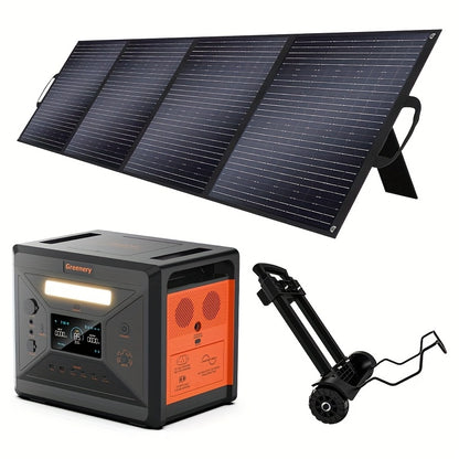 Zonne-energie Accu – Draagbare Powerstation – Mobiele Generator – Solar Batterij – Outdoor Accu – 2500W Vermogen – 2304Wh Capaciteit – Inklapbaar 400W Zonnepaneel – Stabiliteit & Draagbaarheid