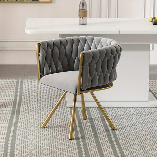 Eetkamerstoel – Draaistoel – Kuipstoel – Stoel – Design Stoel – Modern – Gouden Metalen Poten – Gemakkelijk Schoon Te Maken – Grijs