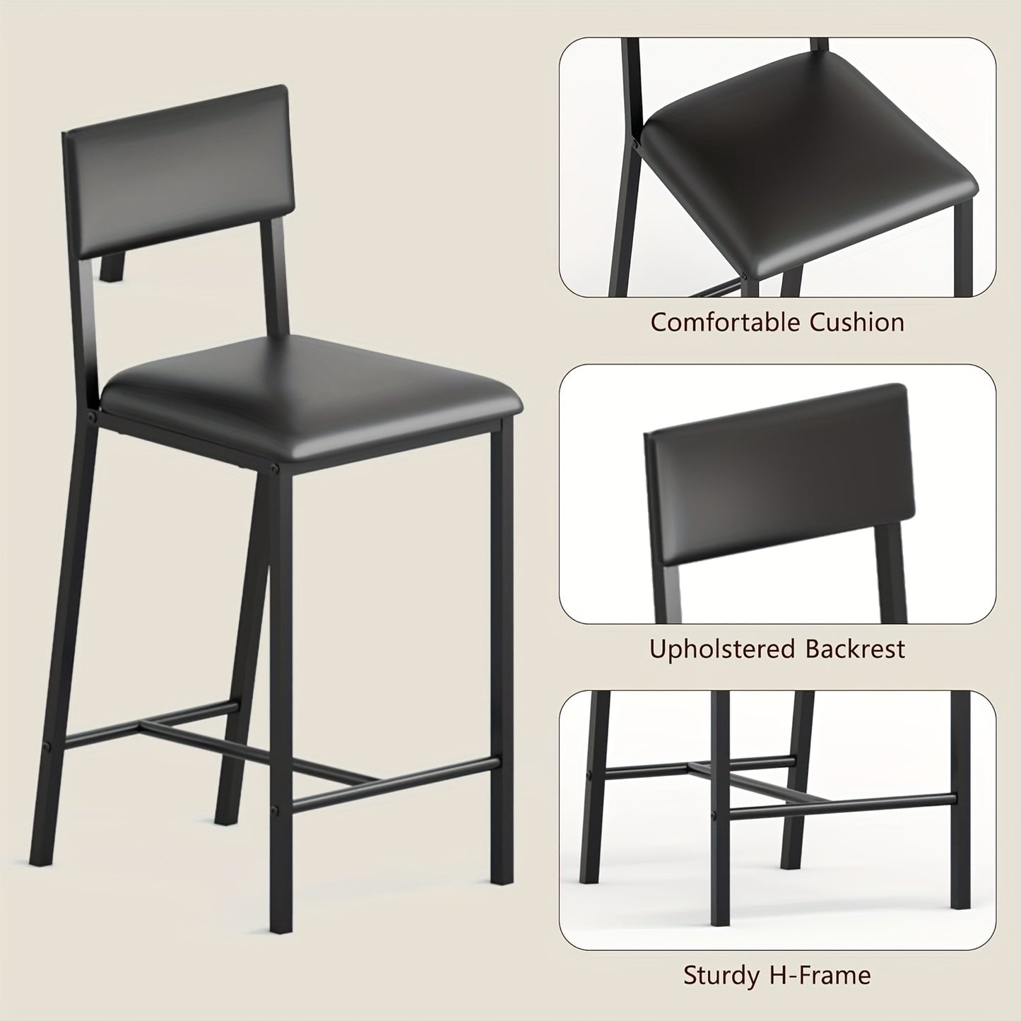Bistroset – Tuinset – Balkonset – Eettafelset – Tuinmeubelset – Compact Rechthoekig – Met Opbergrekken – Metalen Frame Bruin – Beklede Stoelen Met Slat-Back Rugleuning