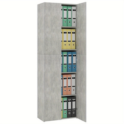 Kantoorkast – Opbergkast – Vitrinekast – Dressoir – Boekenkast – Hoekplanken – Beton Grijs – 60x32x190 cm – Gemaakt van Spaanplaat