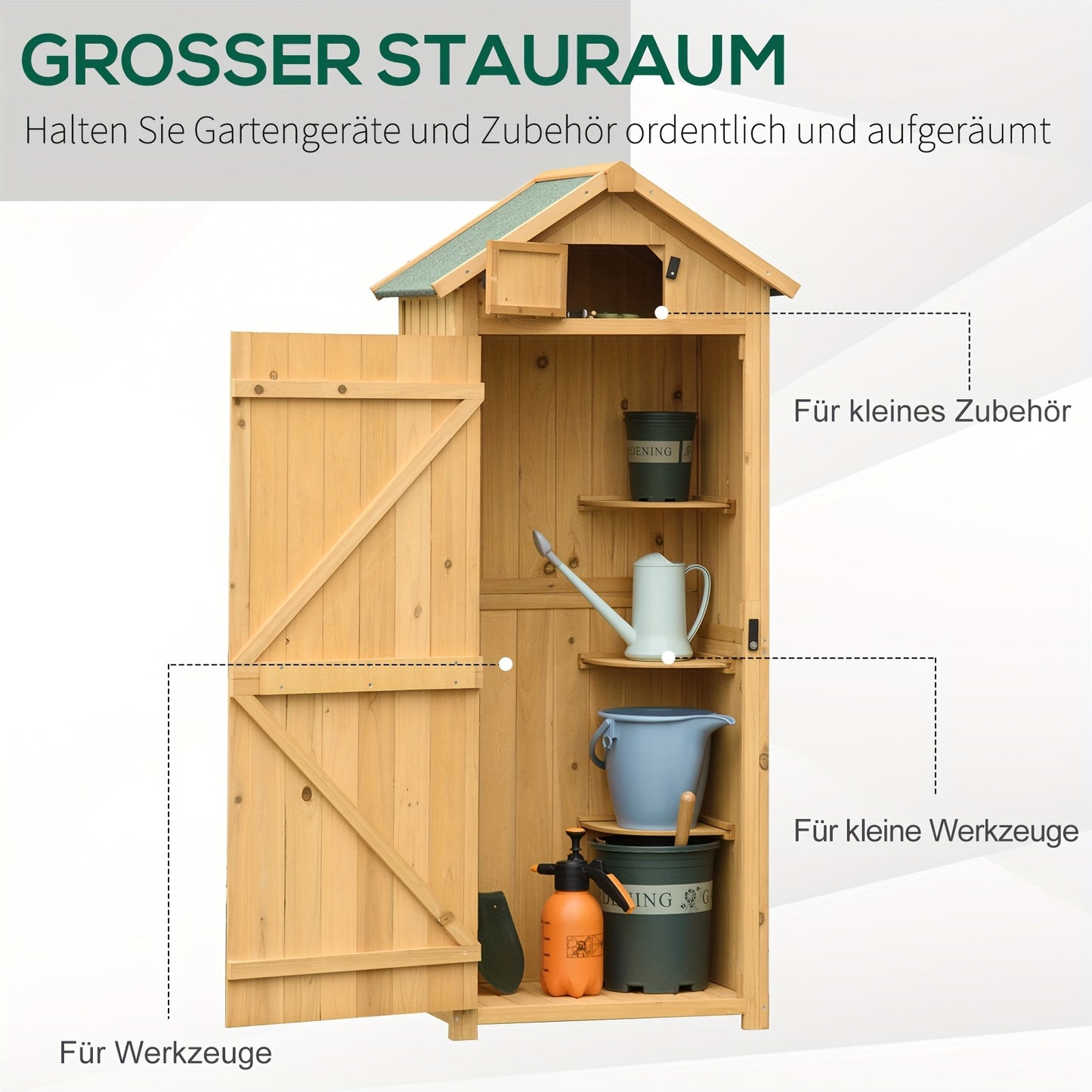 Tuinhuisje – Tuinkastje – Gereedschapsschuur – Tuinschuur – Berging – Hout – Asfalt Dak – Met Raam – 77x54,2x179 cm – Geel Groen