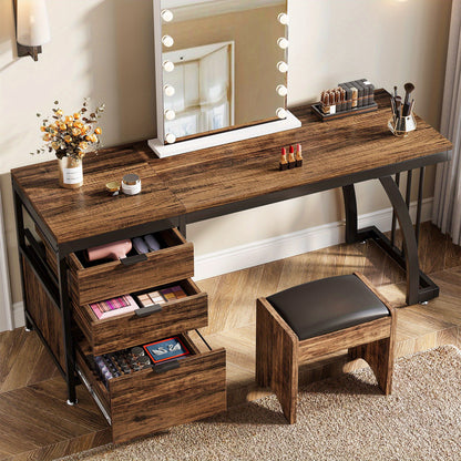 Kaptafel – Make-up Tafel – Cosmeticatafel – Opmaaktafel – Meubel – Industrieel Design – 150 cm Breed – Omkeerbare Laden