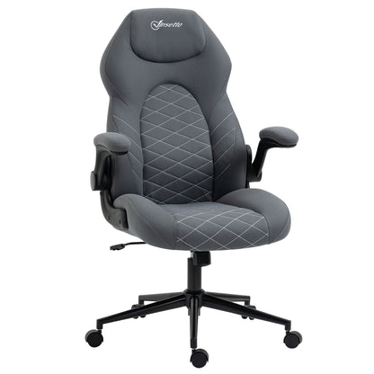Bureaustoel – Ergonomische Stoel – Kantoorstoel – Draaistoel – Computerstoel – Verstelbare Zithoogte – Kantelfunctie – Microfiber Bekleding – Donkergrijs
