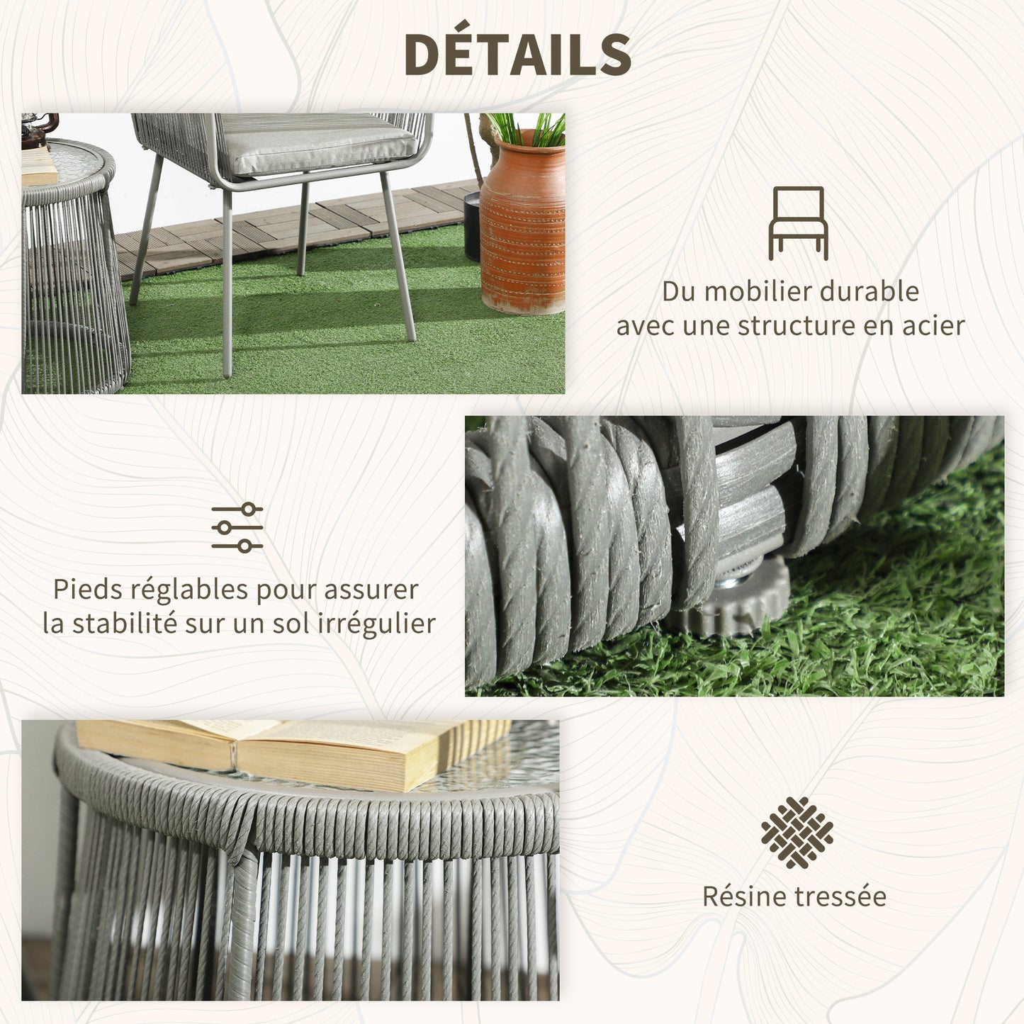 Tuinset 3-Delig – Tuinmeubelset – Balkonset – Terrasset – Loungeset – Compact 2-Persoons – Weerbestendig PE-Rotan – Getemperd Glas Tafelblad