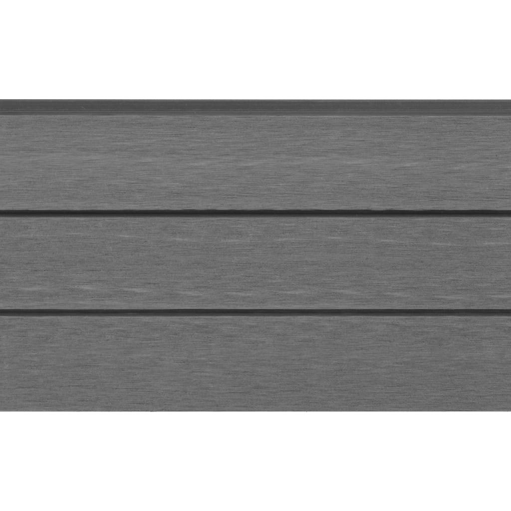 Schuttingpaneel – Tuinscherm – Tuinafscheiding – Hekpaneel – Tuinhek – Hout-Kunststof Composiet – Aluminium Bovenprofiel – Set van 9 Panelen en 1 Eindprofiel – Grijs