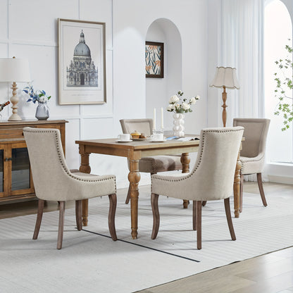 Eetkamerstoel – Stoel – Kuipstoel – Armstoel – Dining Chair – Set Van 2 – Beige – Gouden Metalen Poten – Dikke Gevulde Zitting Met Brede Rugleuning