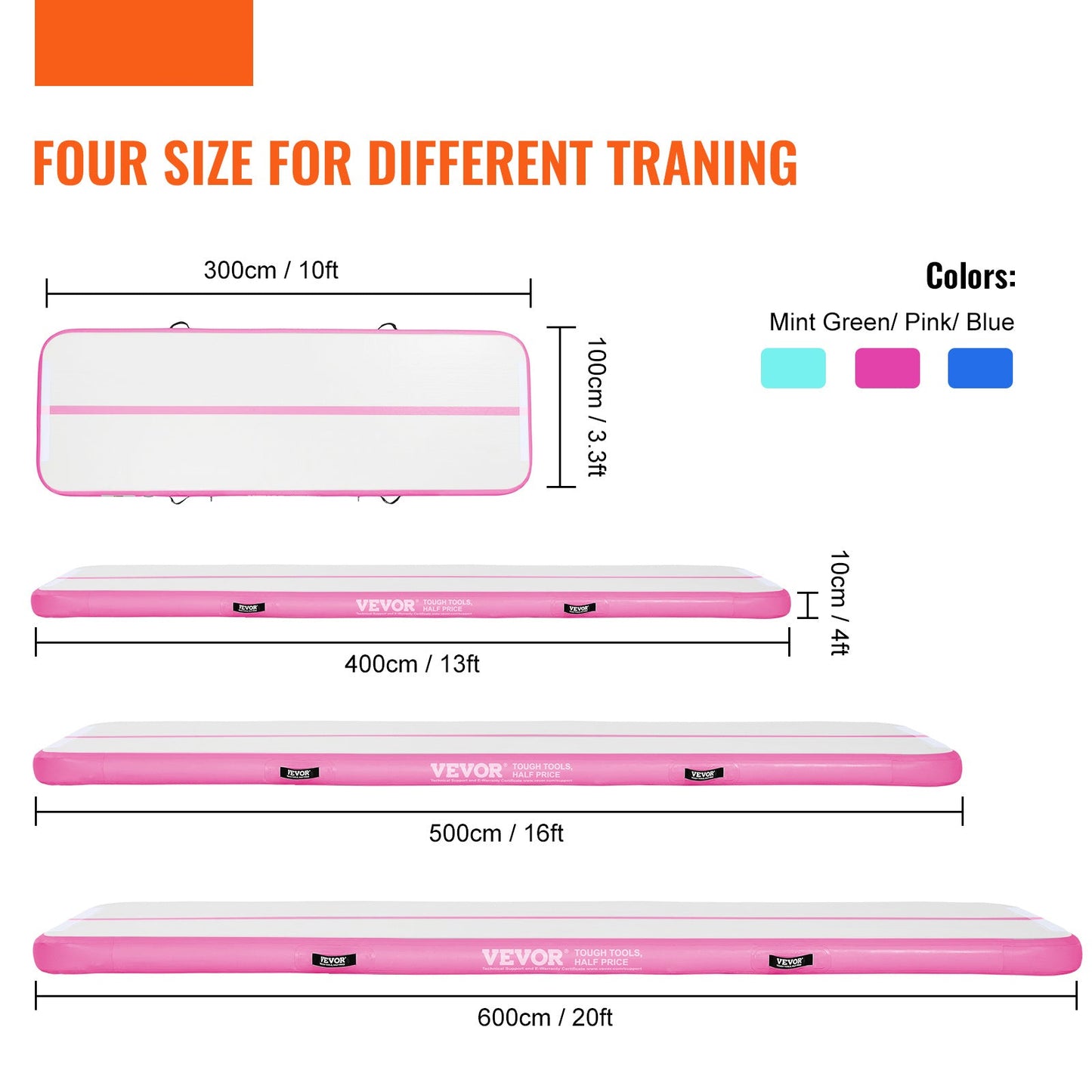 Opblaasbare Air Track Mat – Gymnastiek Mat – Tumbling Mat – Trainingsmat – Fitness Mat – 6 Meter Lang – Inclusief Elektrische Pomp