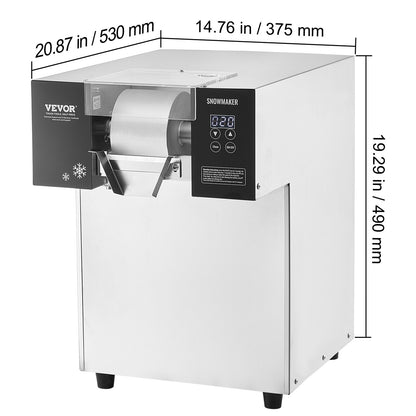 Sneeuwvlok-ijsmachine – Spaghetti-ijsmachine – IJsblokjesmachine – IJs-schaafmachine – RVS ijsmachine – Continue productie 175 kg/24u – Intuïtief touchscreen bedieningspaneel
