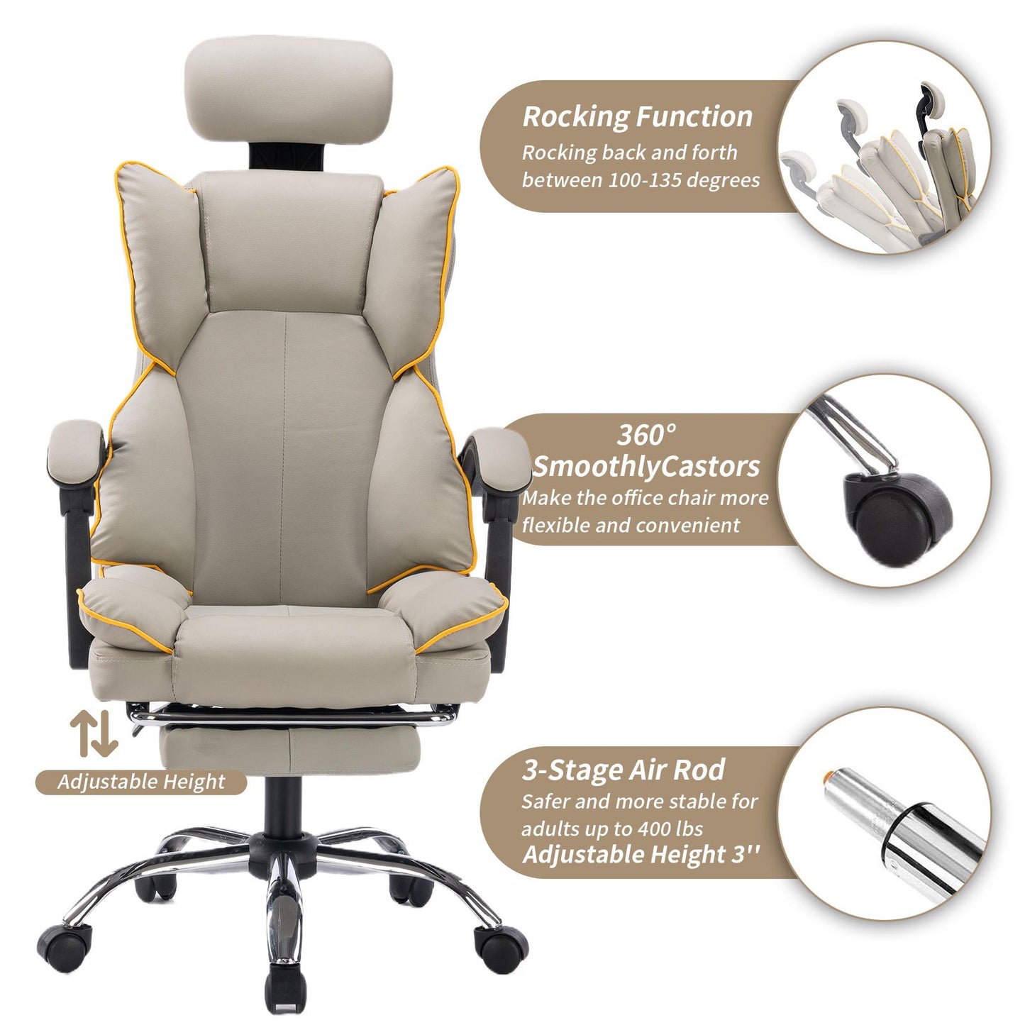 Executive Office Chair with Foot Rest High Back Office Chair Computer Gaming Chairs Black
