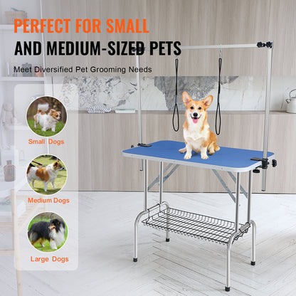 Trimtafel Hond – Grooming Tafel – Verzorgingstafel – Opvouwbare Trimbank – Honden Trimtafel Blauw – Stevige IJzeren Constructie – Maximale Draagkracht 150 kg