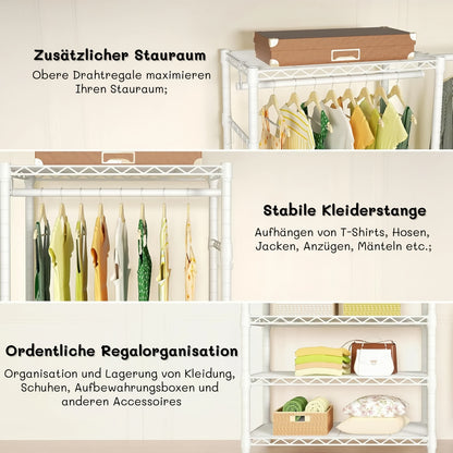 Vrijstaand Kledingrek – Draagbare Kast – Open Garderobe – Verstelbaar Rek – Stalen Kledinghouder – 230x35x180 cm – Stevig Koolstofstaal – Eenvoudige Montage