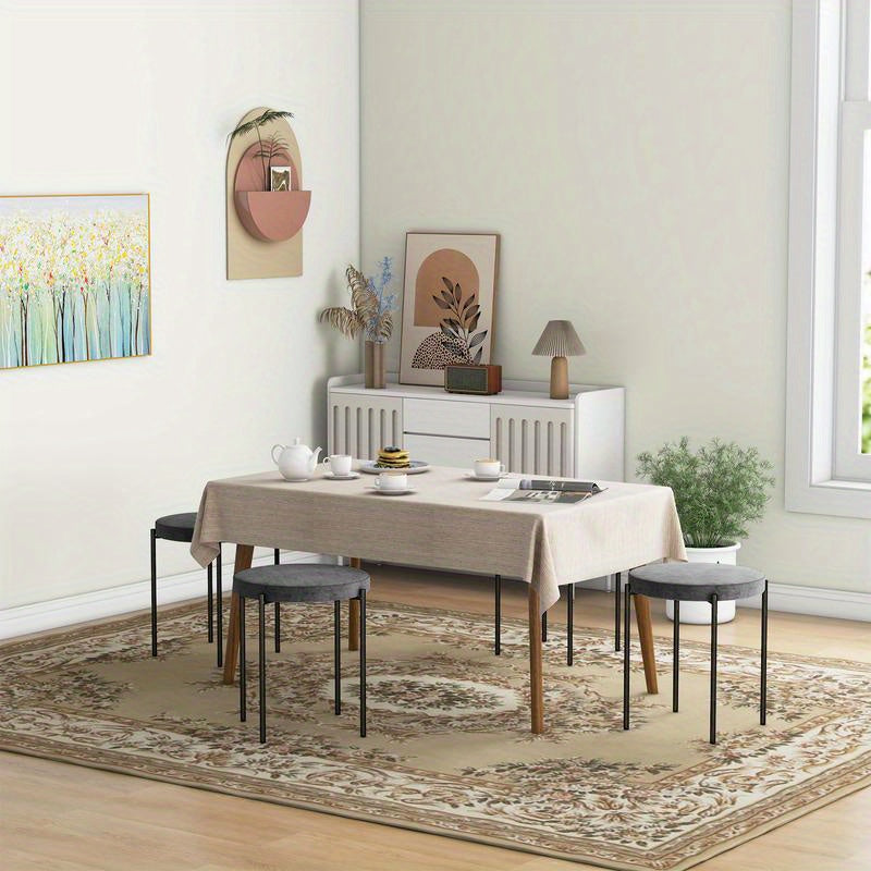 Küchenhocker 4-Er Set, Stapelbar, Samtoptik, Bis 100Kg, Stahlrahmen, 41.5 X 41.5 X 46 Cm, Dunkelgrau, Freizeitstuhl, Bequeme Wohnzimmermöbel, Multifunktionaler Sitz, Geeignet Für Wohnzimmer, Schlafzimmer, Esszimmer, Flur,