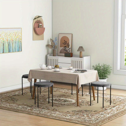 Küchenhocker 4-Er Set, Stapelbar, Samtoptik, Bis 100Kg, Stahlrahmen, 41.5 X 41.5 X 46 Cm, Dunkelgrau, Freizeitstuhl, Bequeme Wohnzimmermöbel, Multifunktionaler Sitz, Geeignet Für Wohnzimmer, Schlafzimmer, Esszimmer, Flur,