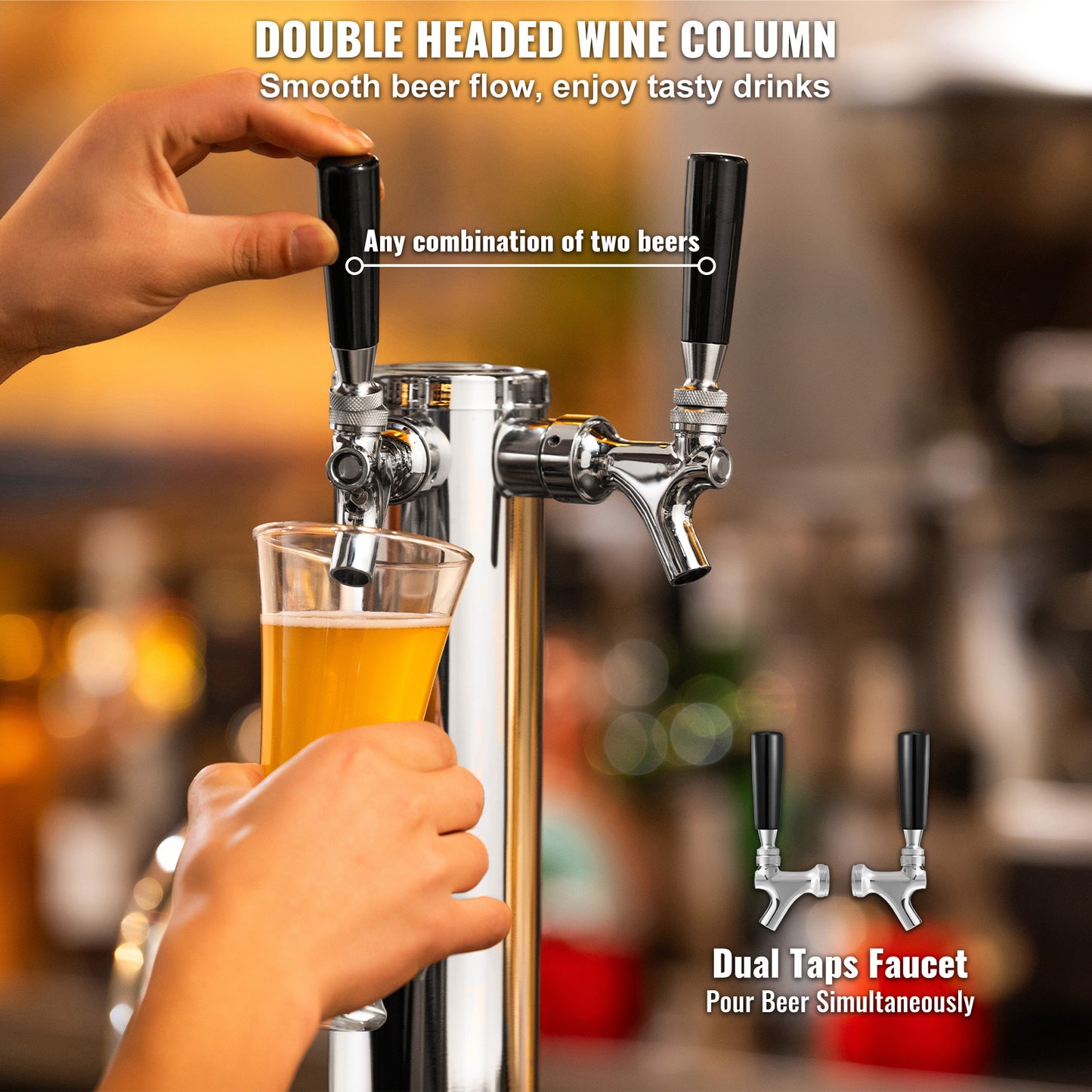 Dubbele Bierkraan – Bierdispensers – Bierkraan Set – Kegerator Tap – Tapinstallatie – RVS 304 Staal – Dual Gauge Drukregelaar