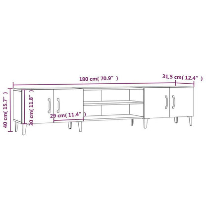 Tv-meubel – Tv-kast – Media Meubel – Lowboard – Dressoir – Massief Hout – 180x31,5x40 cm – 2 Lades en 2 Open Vakken – Geen Montage Nodig