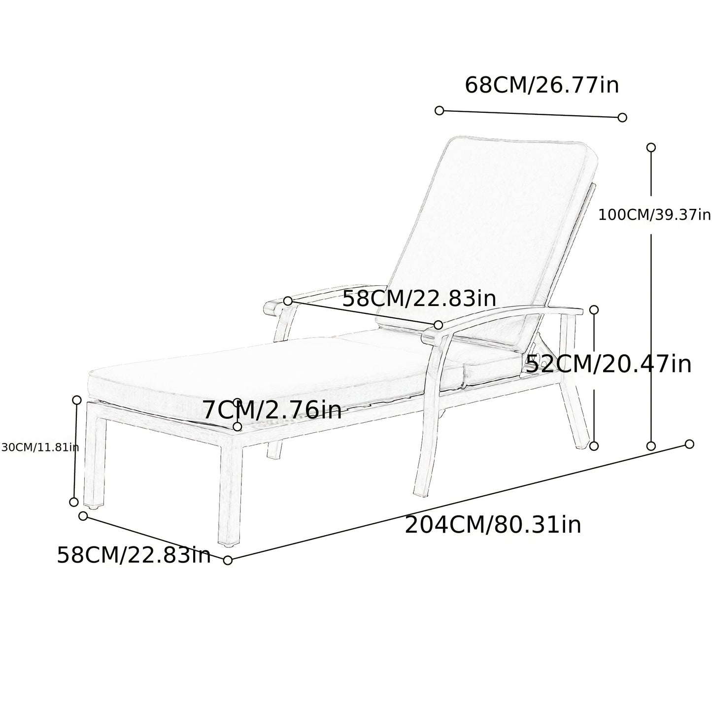 Ligstoel – Tuinstoel – Relaxstoel – Lounge Stoel – Verstelbaar – Ergonomisch Ontwerp – Aluminium Frame – Beige Katoenen Kussen