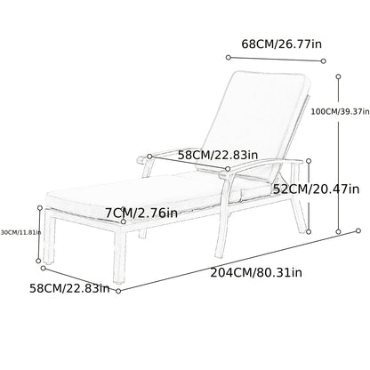 Ligstoel – Tuinstoel – Relaxstoel – Lounge Stoel – Verstelbaar – Ergonomisch Ontwerp – Aluminium Frame – Beige Katoenen Kussen