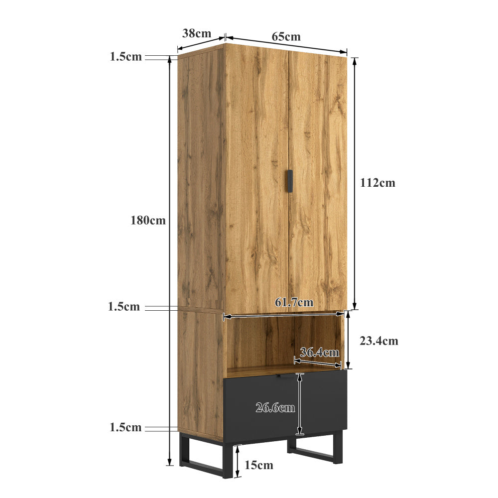 Kapstokkast – Kapstok – Garderobekast – Halmeubel – Opbergkast – Verstelbare Planken – Ruime Hangruimte – Compact & Vrijstaand Design