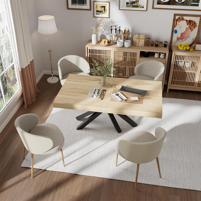 Eettafel – Uitschuifbare Tafel – Keukentafel – Eetkamertafel – Industrieel – Hardhouten Blad – Metalen X-poten – Ruimtebesparend Design