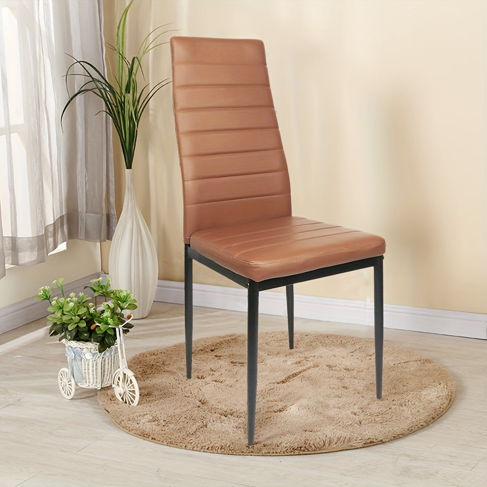 Eetkamerstoelen – Stoelen – Kuipstoelen – Keukenstoelen – Dining Chairs – Set Van 6 – Kunstleren Bekleding – Ergonomische Gebogen Rugleuning – Padded Zitting – Metalen Poten – Makkelijk Schoon Te Maken – Armloos – Modern Design – Bruin