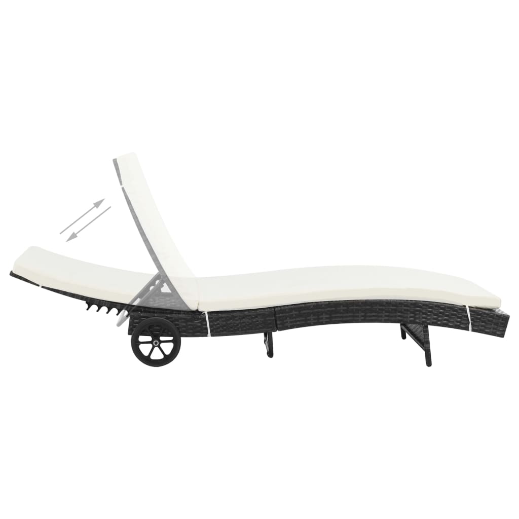 Lounger – Ligstoel – Zonnebank – Buitenmeubel – Tuinmeubel – Weerbestendig PE-Rotan – Instelbare Rugleuning