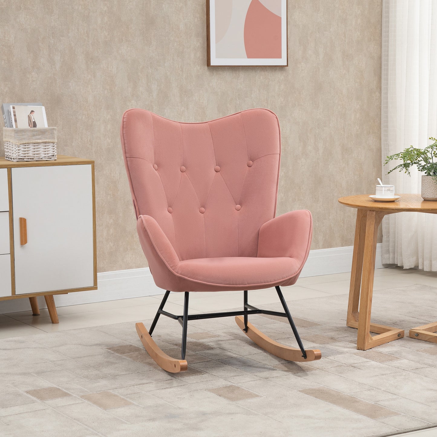 Schommelstoel – Fauteuil – Stoel – Wipstoel – Relaxstoel – Velvet Bekleding – Maximaal 150 Kg Draagkracht