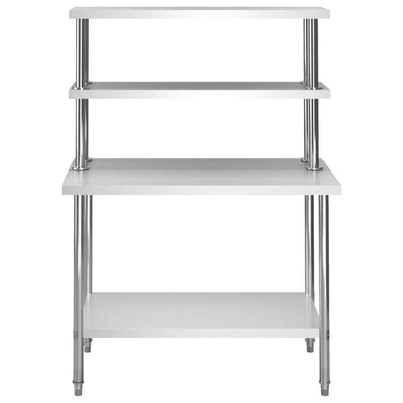Keuken Werkbank – Werktafel – RVS Werkblad – Werkbank Met Bovenplank – Keukentafel – Roestvrij Staal – 120x60 cm – 150 cm Hoog