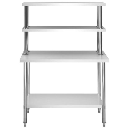Keuken Werkbank – Werktafel – RVS Werkblad – Werkbank Met Bovenplank – Keukentafel – Roestvrij Staal – 120x60 cm – 150 cm Hoog