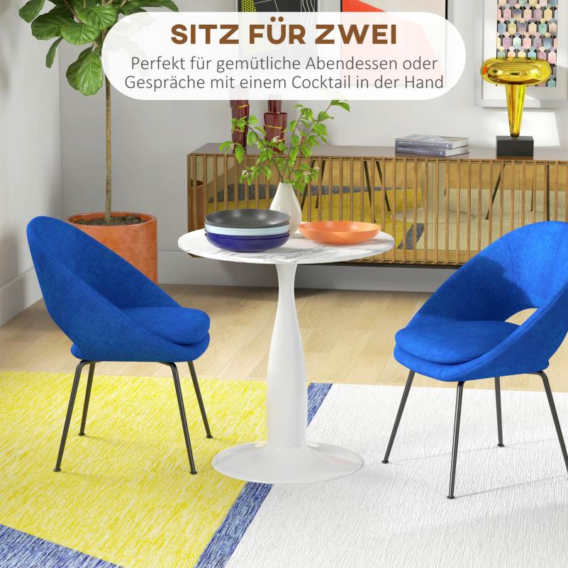 Ronde Eettafel – Witte Tafel – Eettafel Rond – Compacte Eettafel – Moderne Tafel – 70x74 cm – Gepoedercoat Stalen Frame – Krasbestendig Melamine Blad