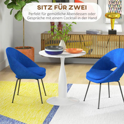 Ronde Eettafel – Witte Tafel – Eettafel Rond – Compacte Eettafel – Moderne Tafel – 70x74 cm – Gepoedercoat Stalen Frame – Krasbestendig Melamine Blad