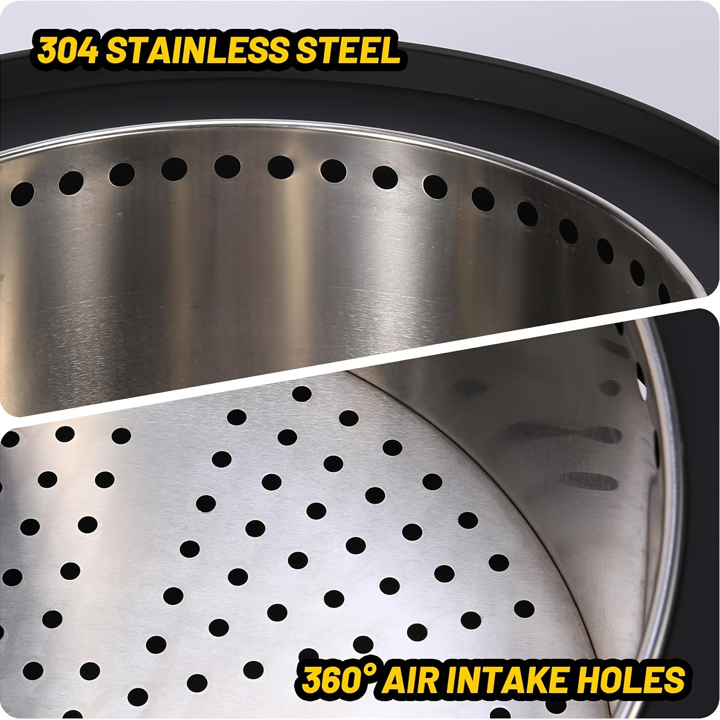Vuurkorf – Buitenhaard – Vuurschaal – Terrasvuur – Haardkorf – 66 cm Rond – Rookvrij 360° Luchtcirculatiesysteem – Roestvrij Staal Met Accessoires En Beschermhoes