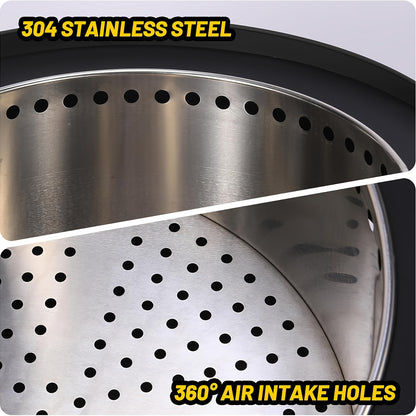 Vuurkorf – Buitenhaard – Vuurschaal – Terrasvuur – Haardkorf – 66 cm Rond – Rookvrij 360° Luchtcirculatiesysteem – Roestvrij Staal Met Accessoires En Beschermhoes