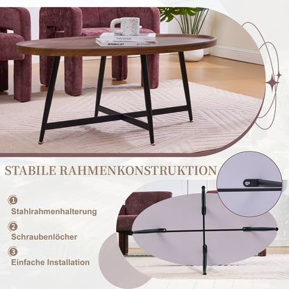 Salontafel Ovalen – Koffietafel – Bijzettafel – Tafel – Woonkamertafel – Bruin – Scandinavisch Design – Stevig Metalen Frame