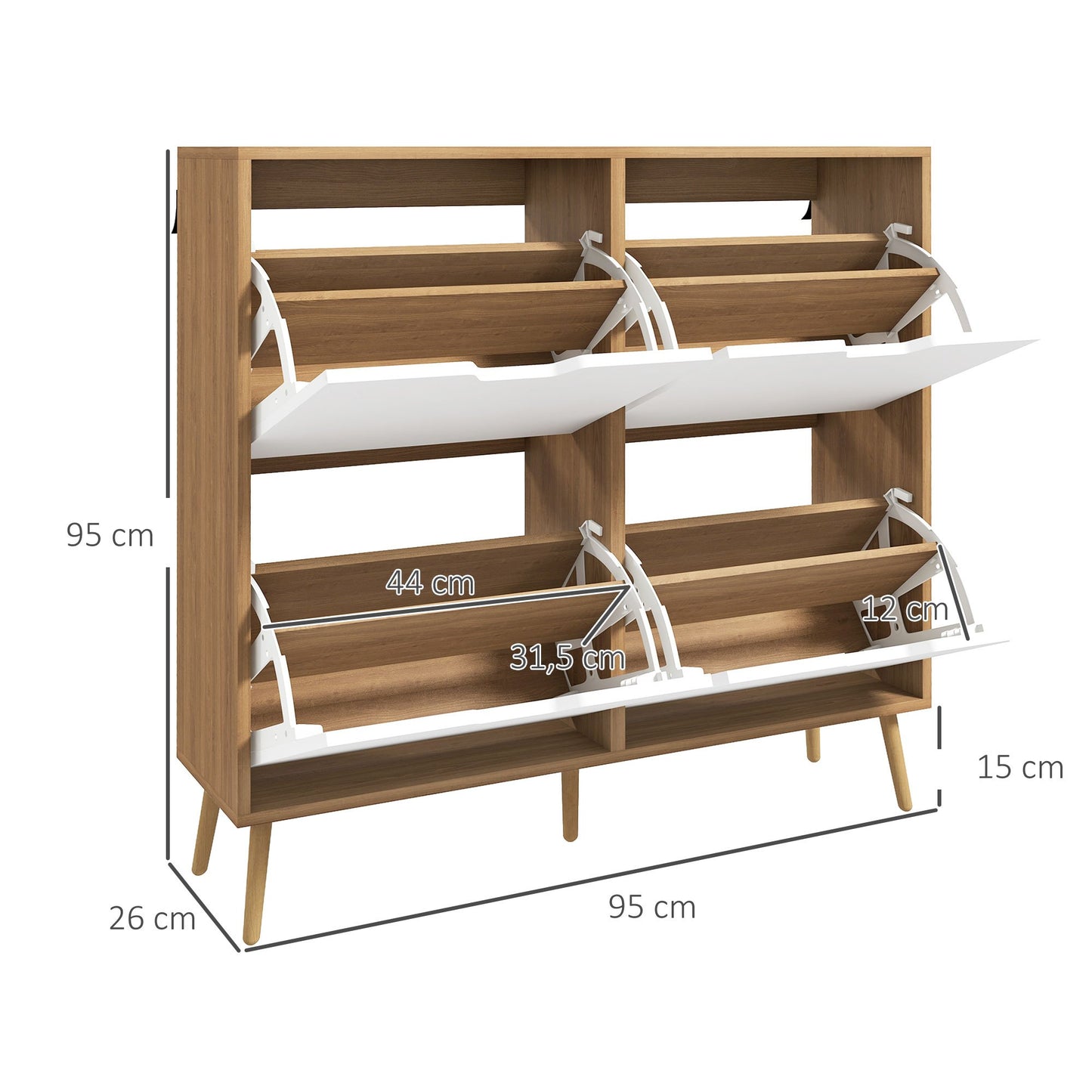 Schoenenkast – Schoenenrek – Schoenenopberger – Schoenenmeubel – Schoenentoren – 16 Paar Schoenen – Verstelbare Legplanken – Natuurlijk Hout – Smal Hoog Model