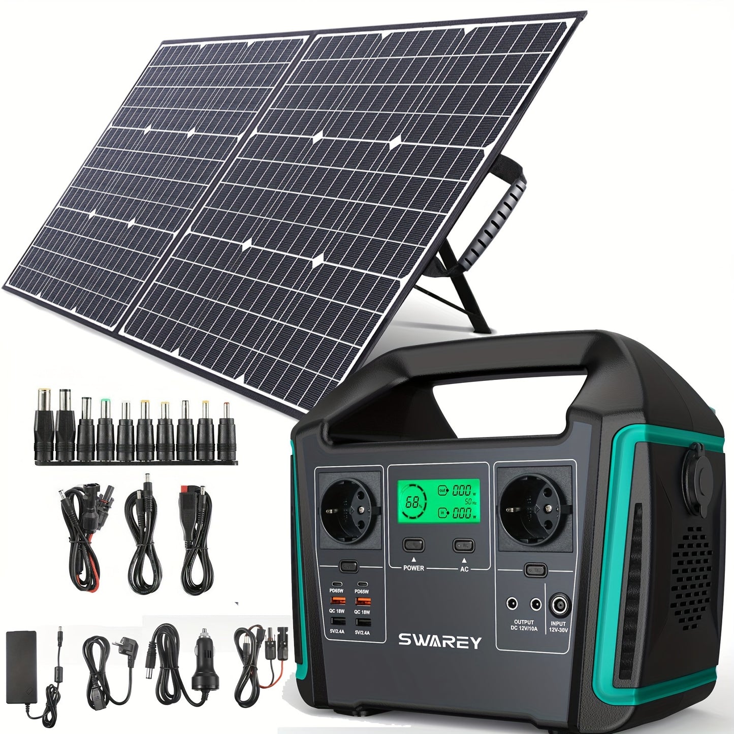 Draagbare Power Station – Powerbank – Zonne-energie Generator – Mobiele Accu – Energiepakket – 1000W (Piek 1500W) – 725Wh Lithium Batterij – Inclusief 100W Zonnepaneel