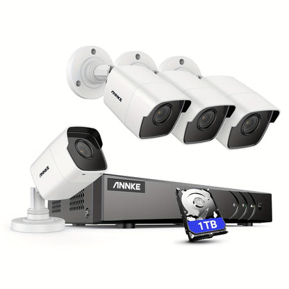 Beveiligingscamera Set – Camerabewaking – Bewakingscamera – CCTV Systeem – Surveillance Systeem – 4x 5MP Outdoor Camera’s – 8-Kanaals DVR Recorder – Mens- en Voertuigdetectie – Nachtzicht – 1TB HDD – H.265+ Compressie