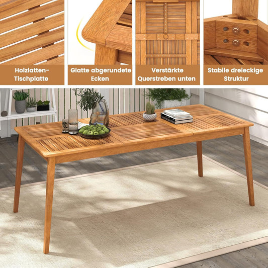 Tuintafel – Tuinbank – Buiten tafel – Terrastafel – Verandatafel – Acaciahouten uitvoering – 8 Personen – Parasolgat 5 cm