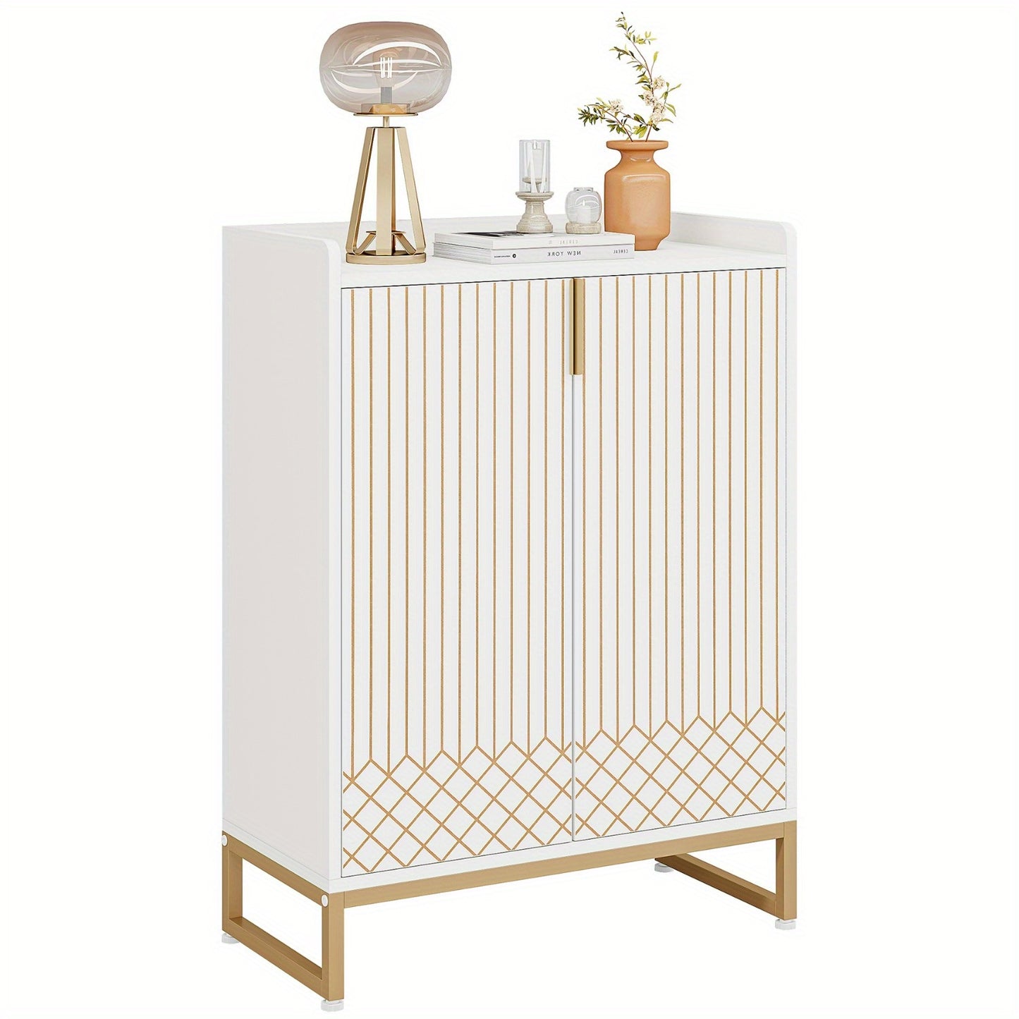 Witte Schoenenkast – Schoenenrek – Schoenopberger – Schoenenkast – Schoenplank – 5-Lagen Voor 25 Pairs – Ruimtebesparend Verticaal Ontwerp Met Gouden Scharnieren