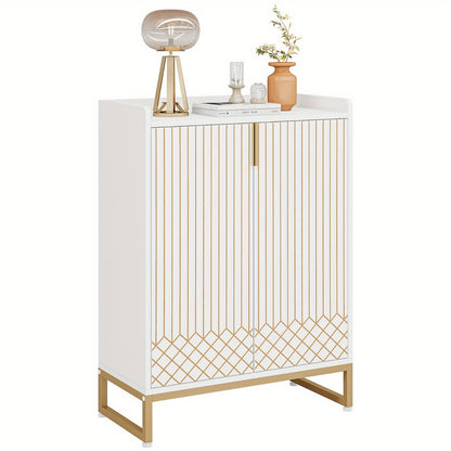 Witte Schoenenkast – Schoenenrek – Schoenopberger – Schoenenkast – Schoenplank – 5-Lagen Voor 25 Pairs – Ruimtebesparend Verticaal Ontwerp Met Gouden Scharnieren