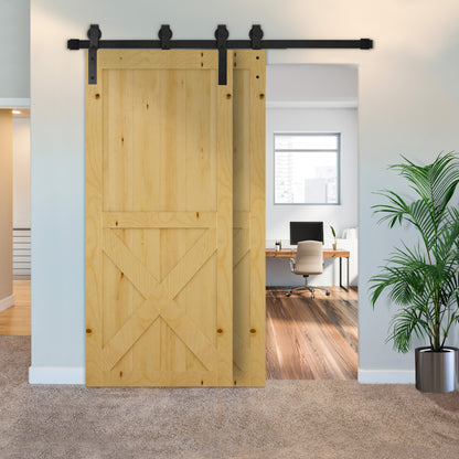 Schuifdeurset – Schuifdeursysteem – Deurbeslag – Ophangset – Rails – 200 cm – Zwart Staal – Compleet Voor Houten Deuren